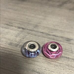 Pink and Purple Glass Pandora Bead Charms